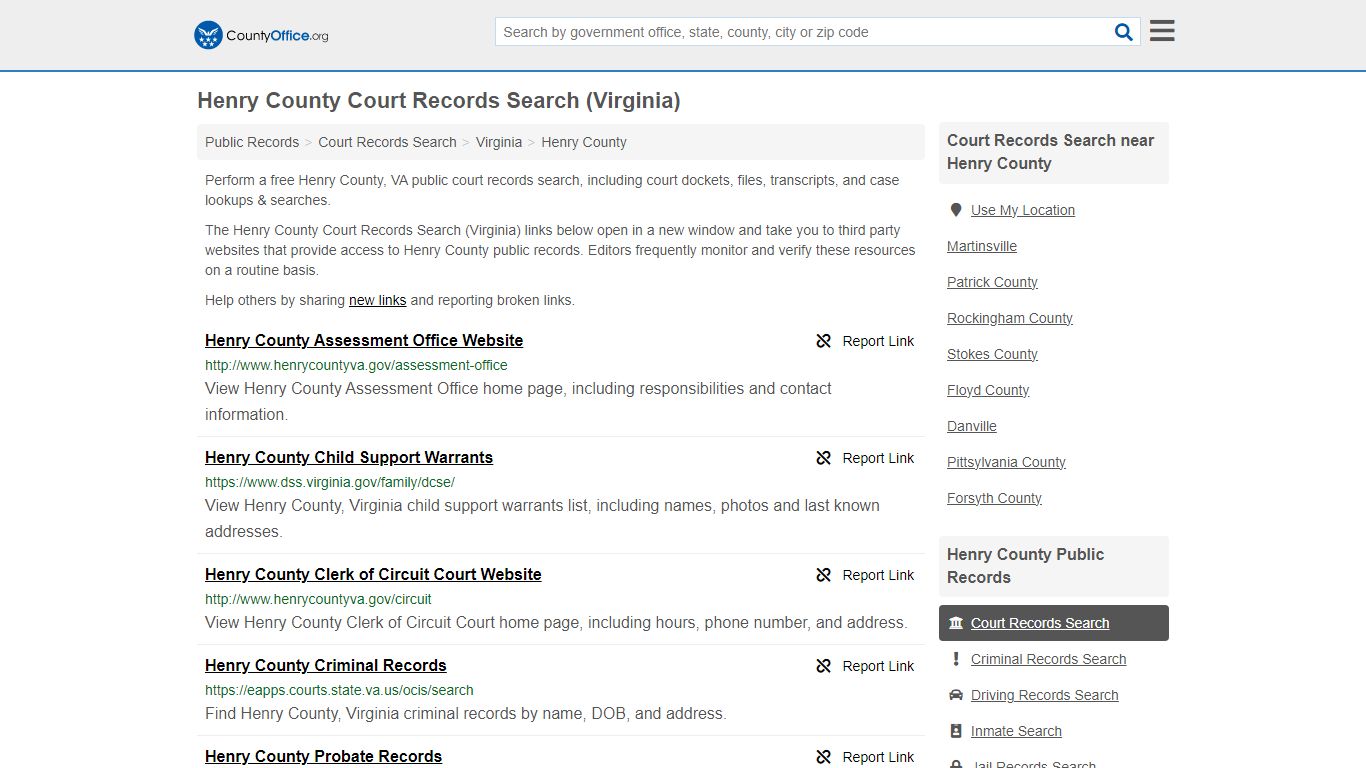 Court Records Search - Henry County, VA (Adoptions, Criminal, Child ...